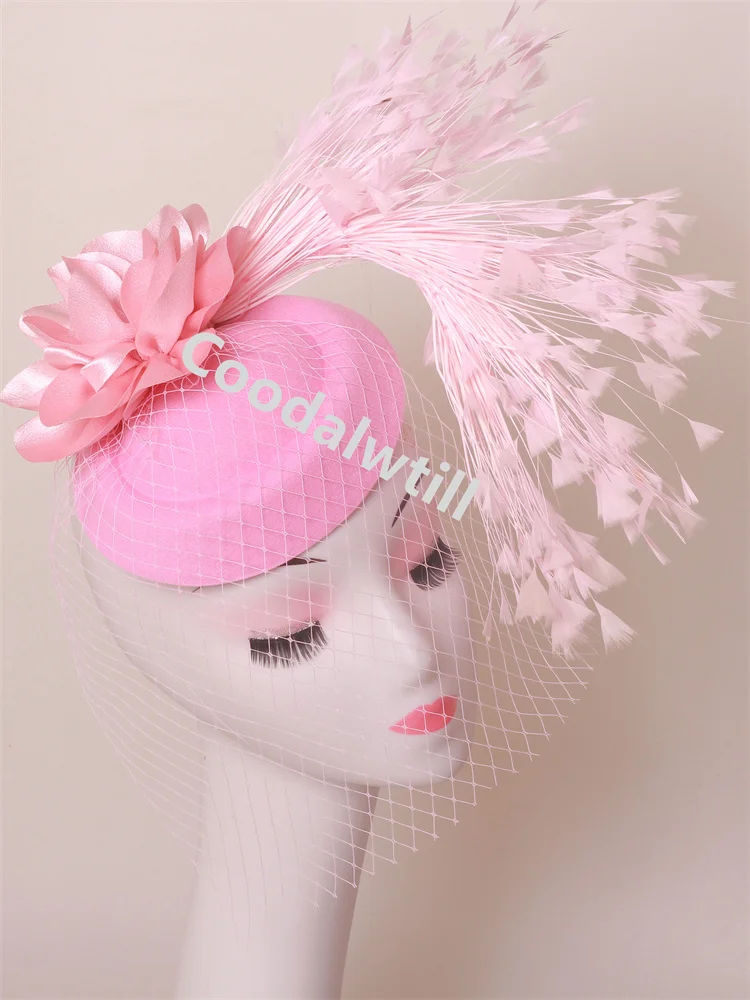 Veils Flower Fascinator Hat Hair Clip Ladies Kentucky Derby Ascot Festival Costume Party Show girl Headwear Women Pillbox Cap