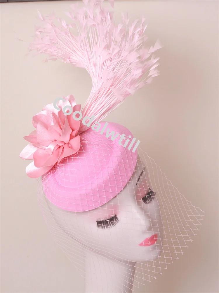 Veils Flower Fascinator Hat Hair Clip Ladies Kentucky Derby Ascot Festival Costume Party Show girl Headwear Women Pillbox Cap