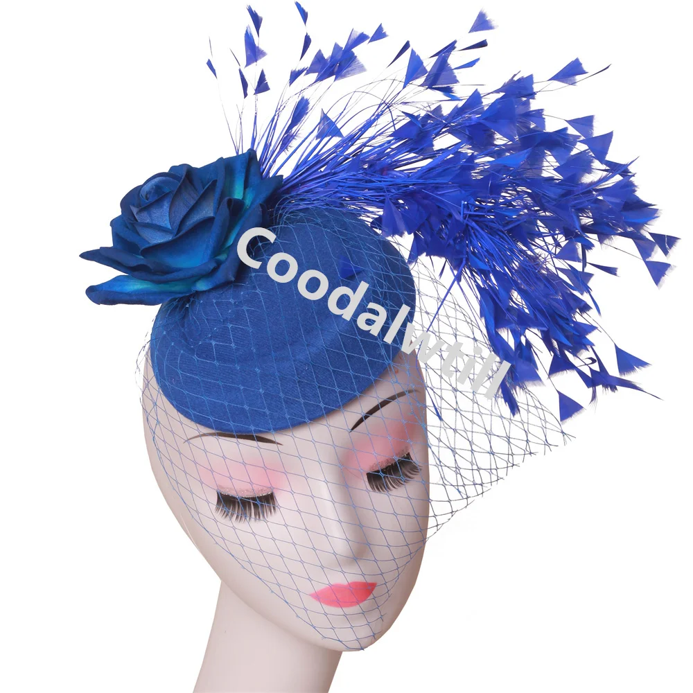 Veils Flower Fascinator Hat Hair Clip Ladies Kentucky Derby Ascot Festival Costume Party Show girl Headwear Women Pillbox Cap