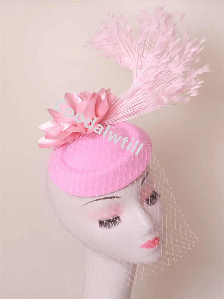 Veils Flower Fascinator Hat Hair Clip Ladies Kentucky Derby Ascot Festival Costume Party Show girl Headwear Women Pillbox Cap