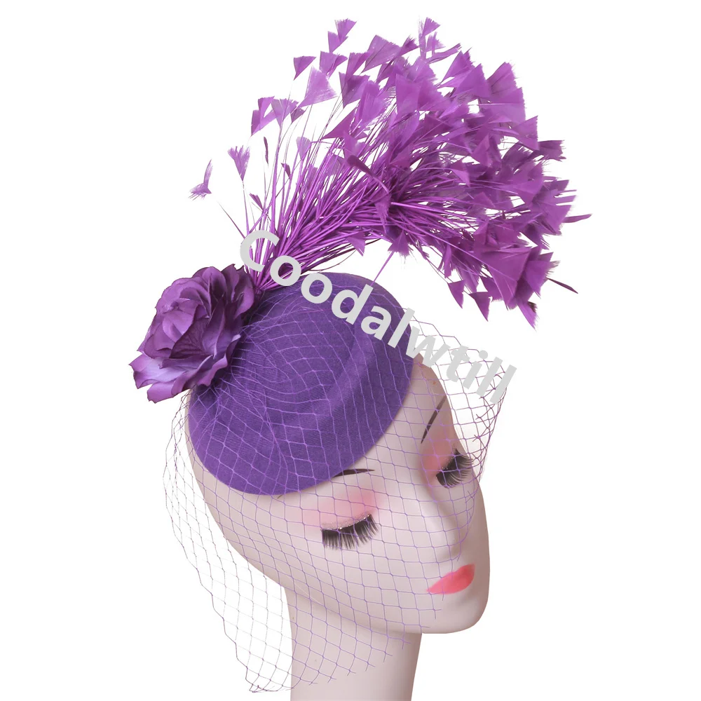 Veils Flower Fascinator Hat Hair Clip Ladies Kentucky Derby Ascot Festival Costume Party Show girl Headwear Women Pillbox Cap