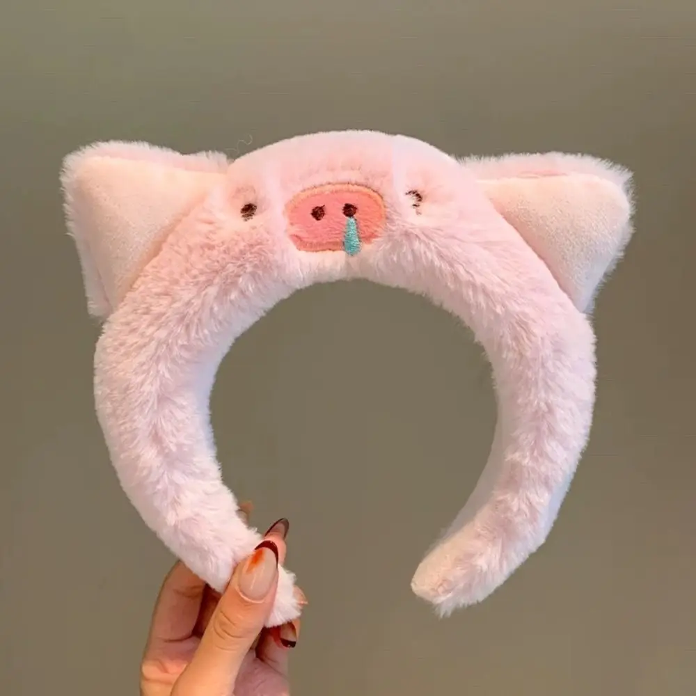 Cute Soft Plush Pig Giraffe Animal Headband Party Headwear Hair Accessories Hairband Cartoon Headhoop Wash Face Makeup Headband