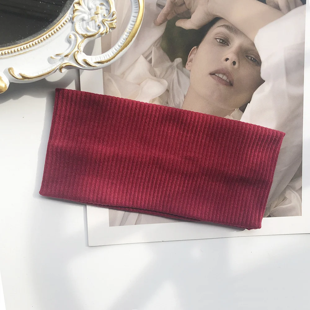 Fashion Wide Solid Color HairBands Soft Non-Slip Elastic Headband Women Girls Makeup Running Sports Yoga Vintag Hair Accessories