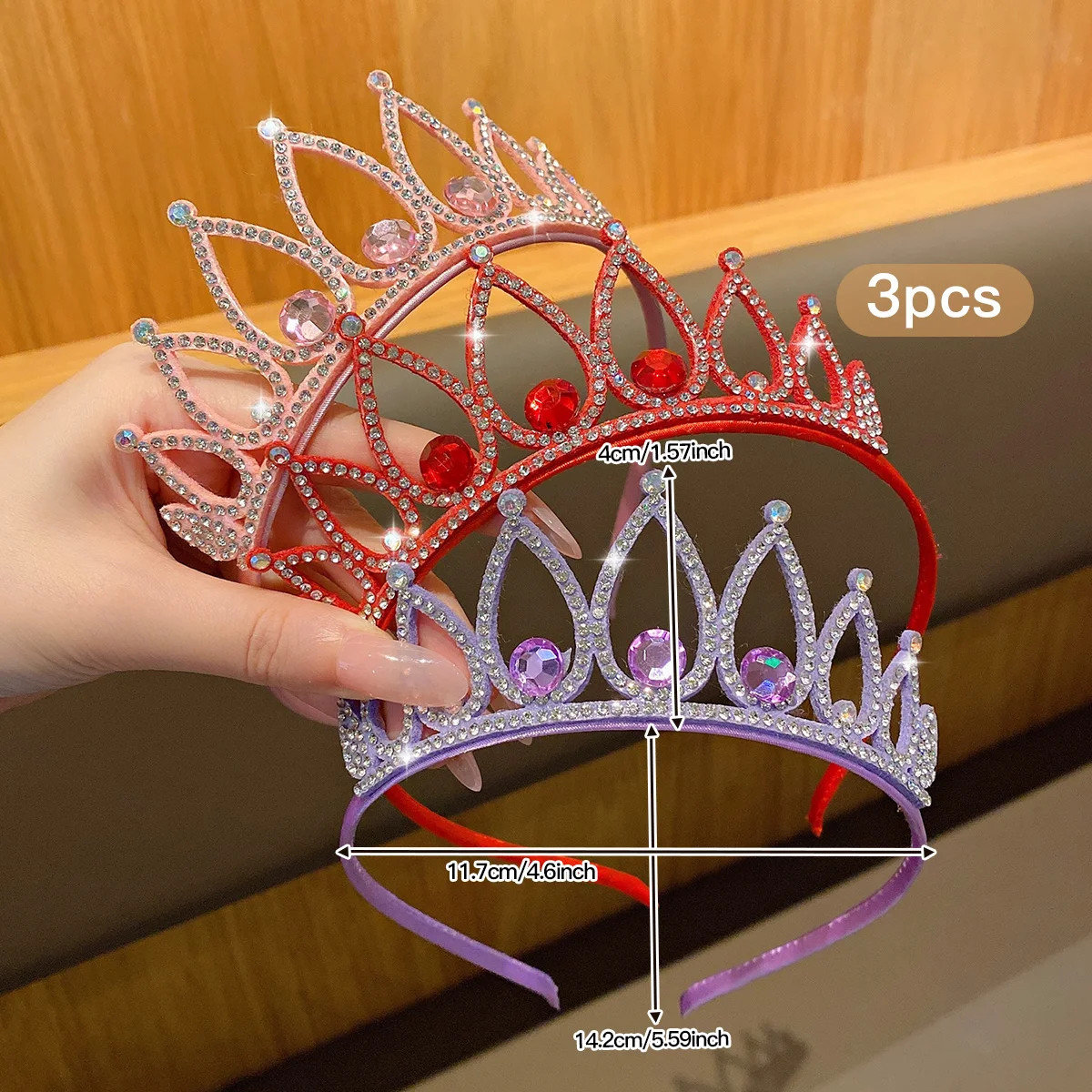 3 crown headbands with fashionable temperament. Crown hair clips suitable for daily use as hair accessories
