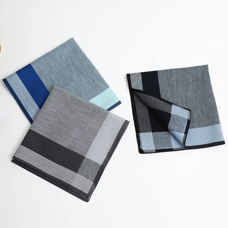 3 Packs of Men's Handkerchiefs, Cotton Yarn-Dyed Plaid Handkerchiefs, Soft and Comfortable Sweat-Wiping Handkerchiefs, Gentleman Flap Pocket Pants Squares, Groom's Gifts, Great Gifts, Wedding Supplies