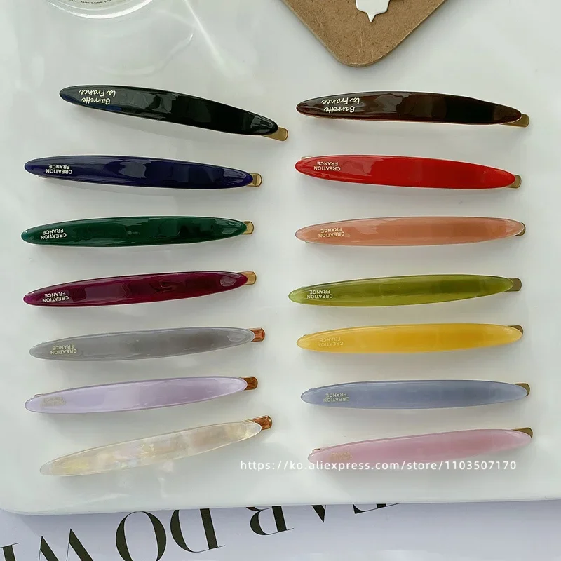 South Korean France Little Willow Leaf Hair Clip French Simple and Elegant Style Side Clip Bang Hairpin One Line Hair Clip