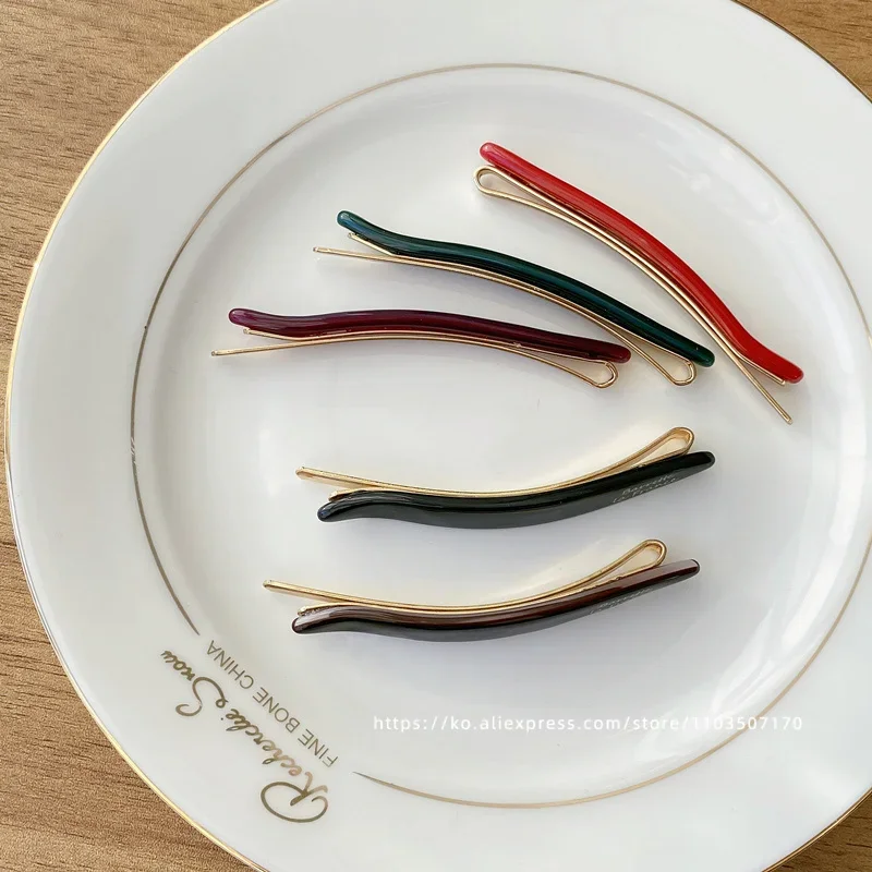 South Korean France Little Willow Leaf Hair Clip French Simple and Elegant Style Side Clip Bang Hairpin One Line Hair Clip