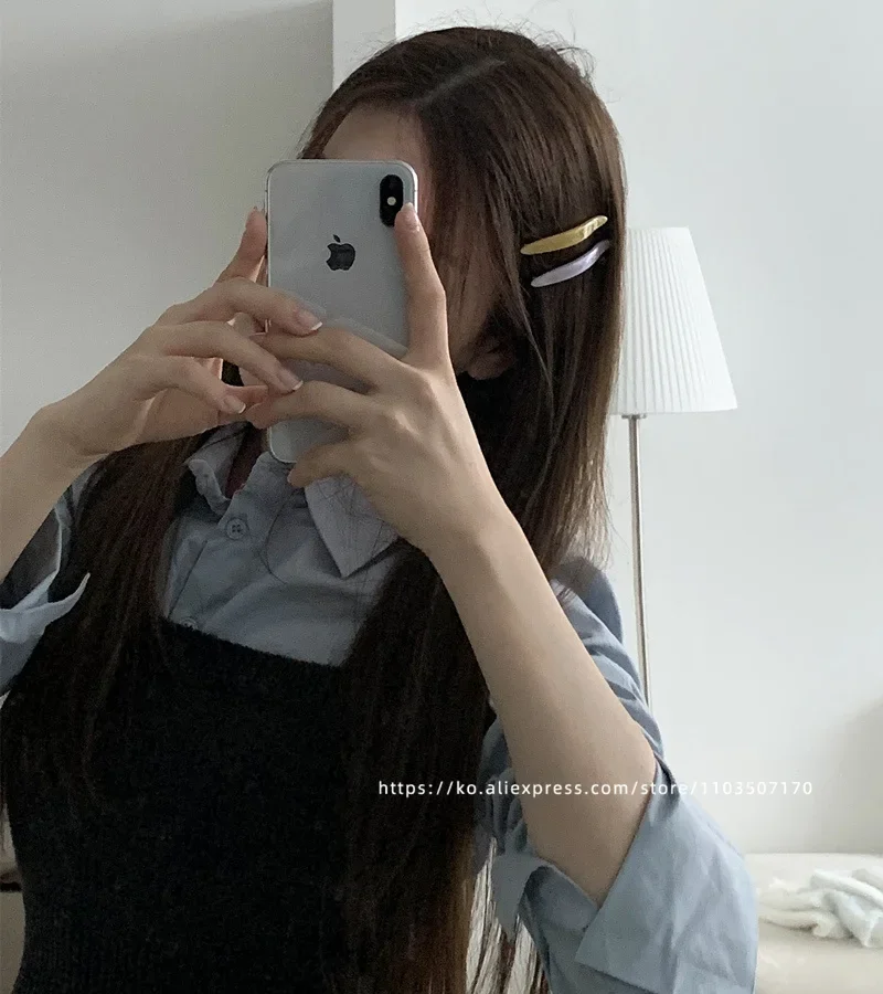 South Korean France Little Willow Leaf Hair Clip French Simple and Elegant Style Side Clip Bang Hairpin One Line Hair Clip