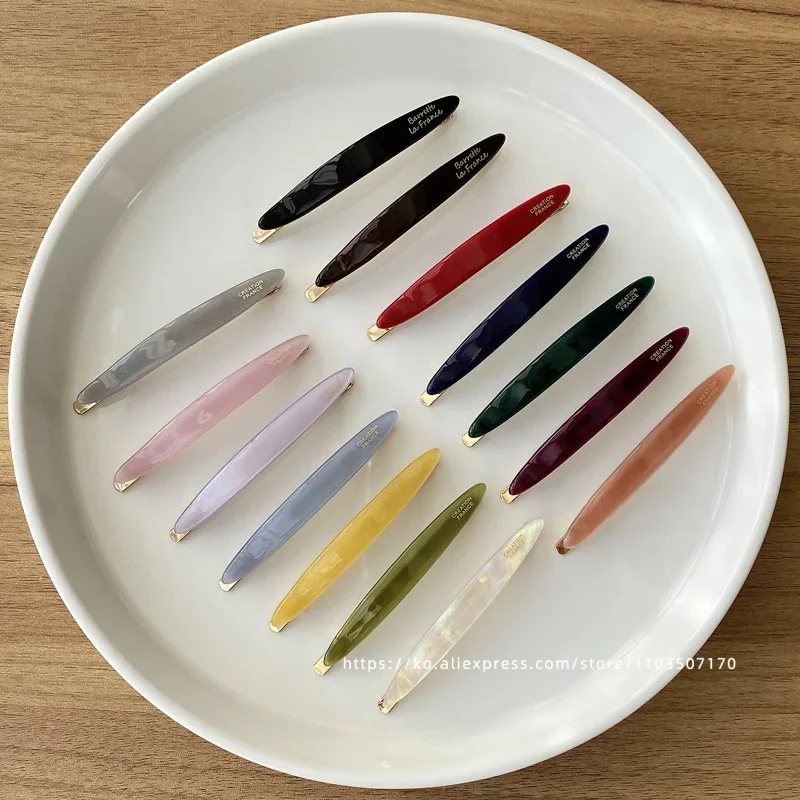 South Korean France Little Willow Leaf Hair Clip French Simple and Elegant Style Side Clip Bang Hairpin One Line Hair Clip