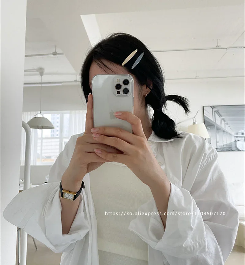 South Korean France Little Willow Leaf Hair Clip French Simple and Elegant Style Side Clip Bang Hairpin One Line Hair Clip
