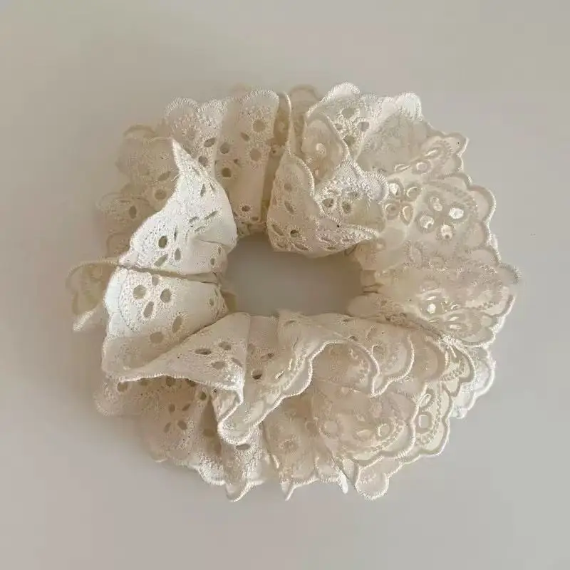 Elegant Embroidered Hollow Lace Double-Layer Large Intestine Hairband Hair Accessories For Women