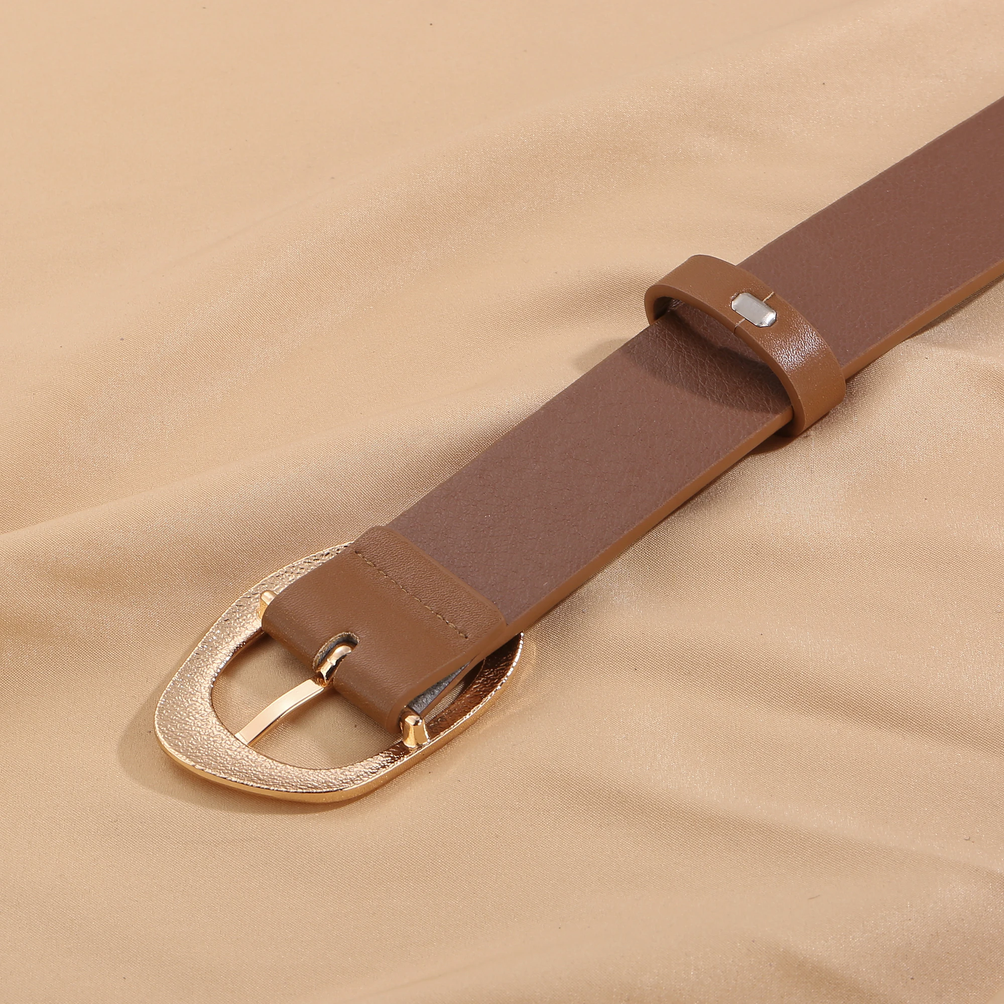 Women's Fashion Wide PU Leather Belt 3.3cm with Metal Geometric Pin Buckle Retro Style Waist Belt for Jeans Pants and Skirts