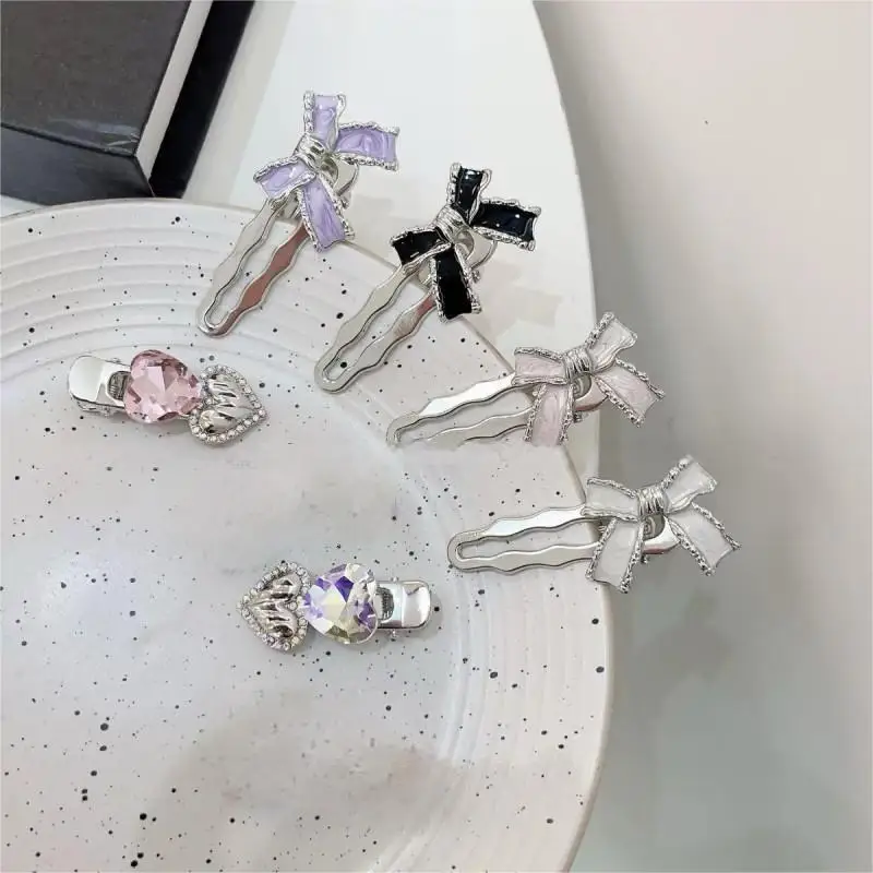 Sweet Bow Heart Rhinestone Hairpin High-End Hair Accessories For Women