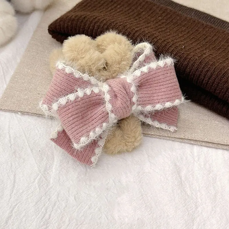1pc Autumn and Winter Bow Plush Retro Grasp Clip Meilad Exquisite Premium Shark Clip Temperament Hair Clip Accessories