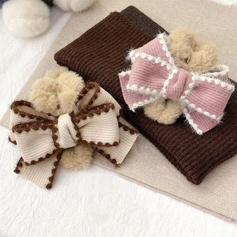 1pc Autumn and Winter Bow Plush Retro Grasp Clip Meilad Exquisite Premium Shark Clip Temperament Hair Clip Accessories
