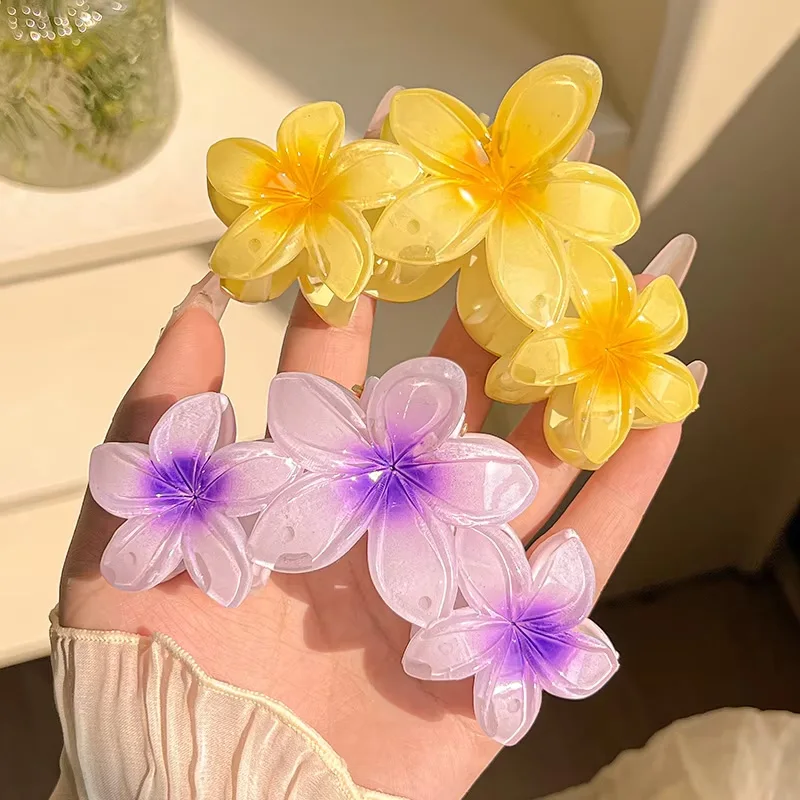 1/2pcs Fashion Gradient Egg Flower Hair Claws Clip For Women Sweet Acrylic Girls Hairpins Headwear Hair Accessorie