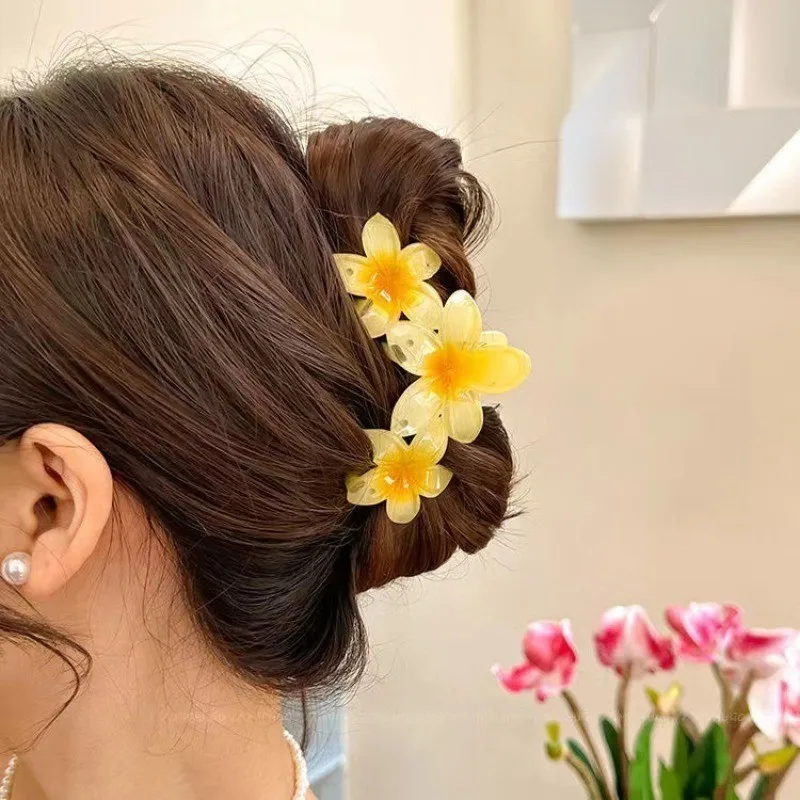 1/2pcs Fashion Gradient Egg Flower Hair Claws Clip For Women Sweet Acrylic Girls Hairpins Headwear Hair Accessorie