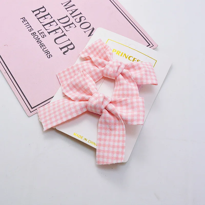 2 pieces of children's hair clip with bowknot, suitable for little girls and primary school students, plaid pattern hair accesso