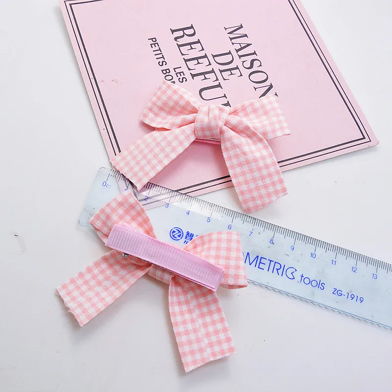 2 pieces of children's hair clip with bowknot, suitable for little girls and primary school students, plaid pattern hair accesso