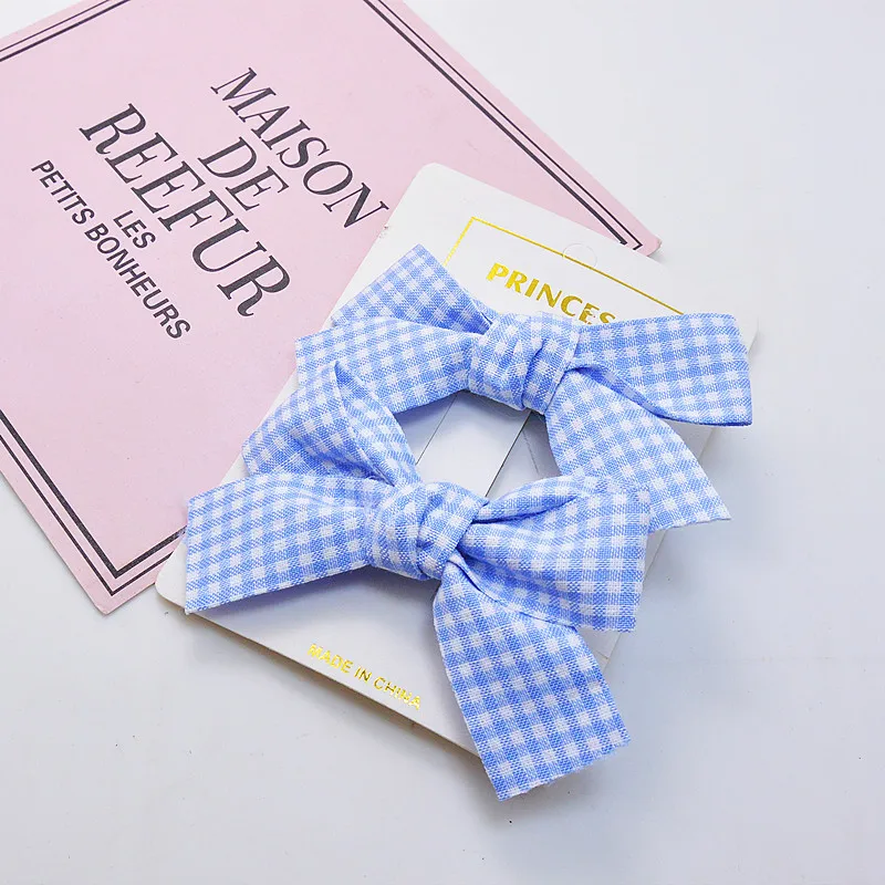 2 pieces of children's hair clip with bowknot, suitable for little girls and primary school students, plaid pattern hair accesso