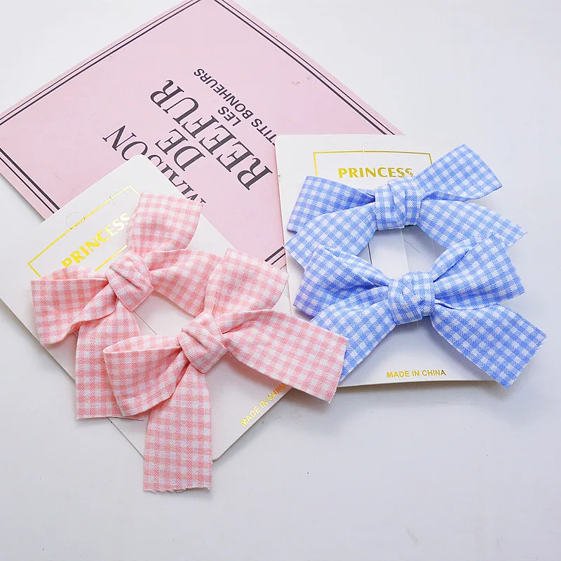 2 pieces of children's hair clip with bowknot, suitable for little girls and primary school students, plaid pattern hair accesso