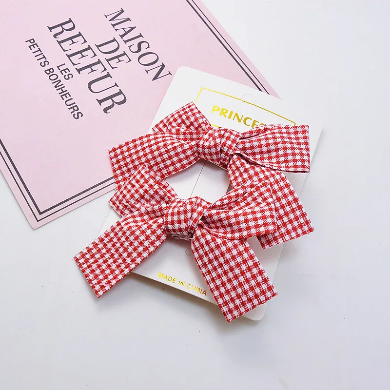 2 pieces of children's hair clip with bowknot, suitable for little girls and primary school students, plaid pattern hair accesso