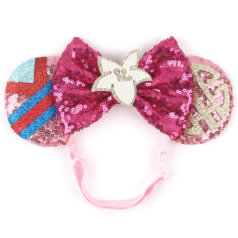 3.3"Cute Cartoon Mouse Ear Elastic Headbands Fashion Glitter Adjusted Hairband Baby DIY Hair Accessories Festival Trip Party
