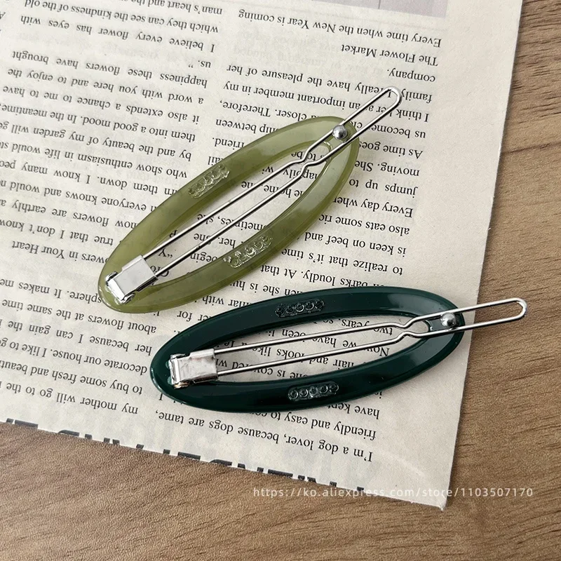 South Korean FRANCE hollow out oval temperament bangs clip small black broken hair side clip top clip hair accessories