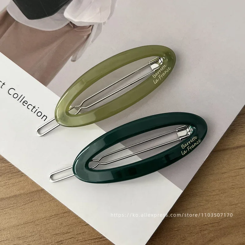 South Korean FRANCE hollow out oval temperament bangs clip small black broken hair side clip top clip hair accessories