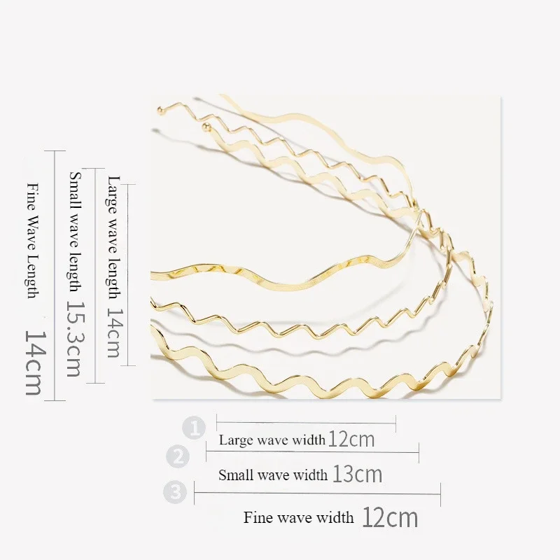 3 Styles Women Gold Metal Wave Bending Hairbands Geometric Thin Headbands Elegant Headdress for Daily Party New Headwear 2025New