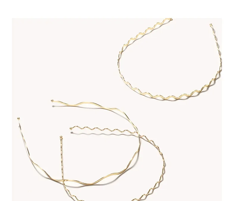 3 Styles Women Gold Metal Wave Bending Hairbands Geometric Thin Headbands Elegant Headdress for Daily Party New Headwear 2025New