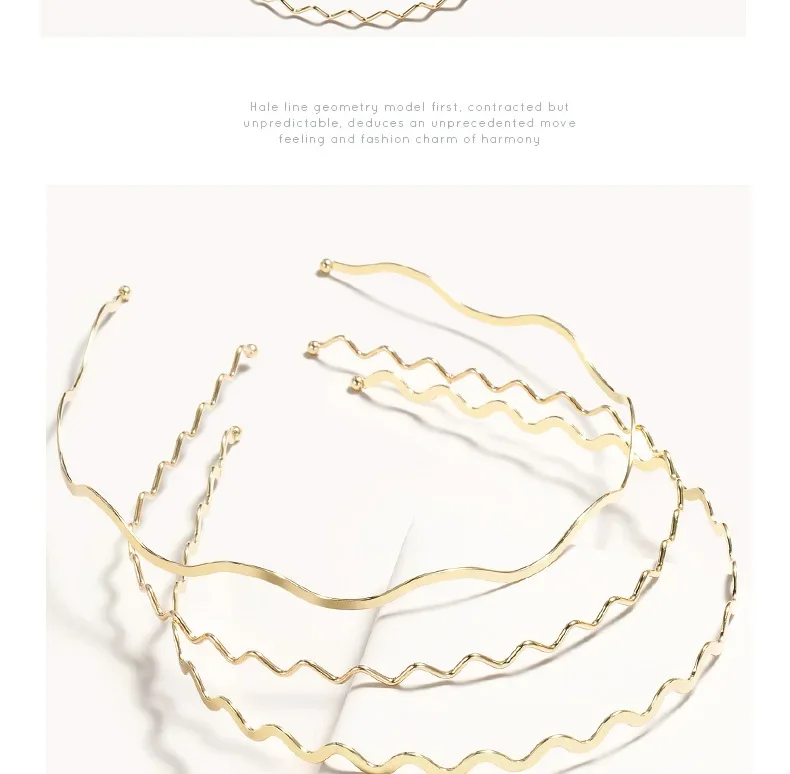 3 Styles Women Gold Metal Wave Bending Hairbands Geometric Thin Headbands Elegant Headdress for Daily Party New Headwear 2025New
