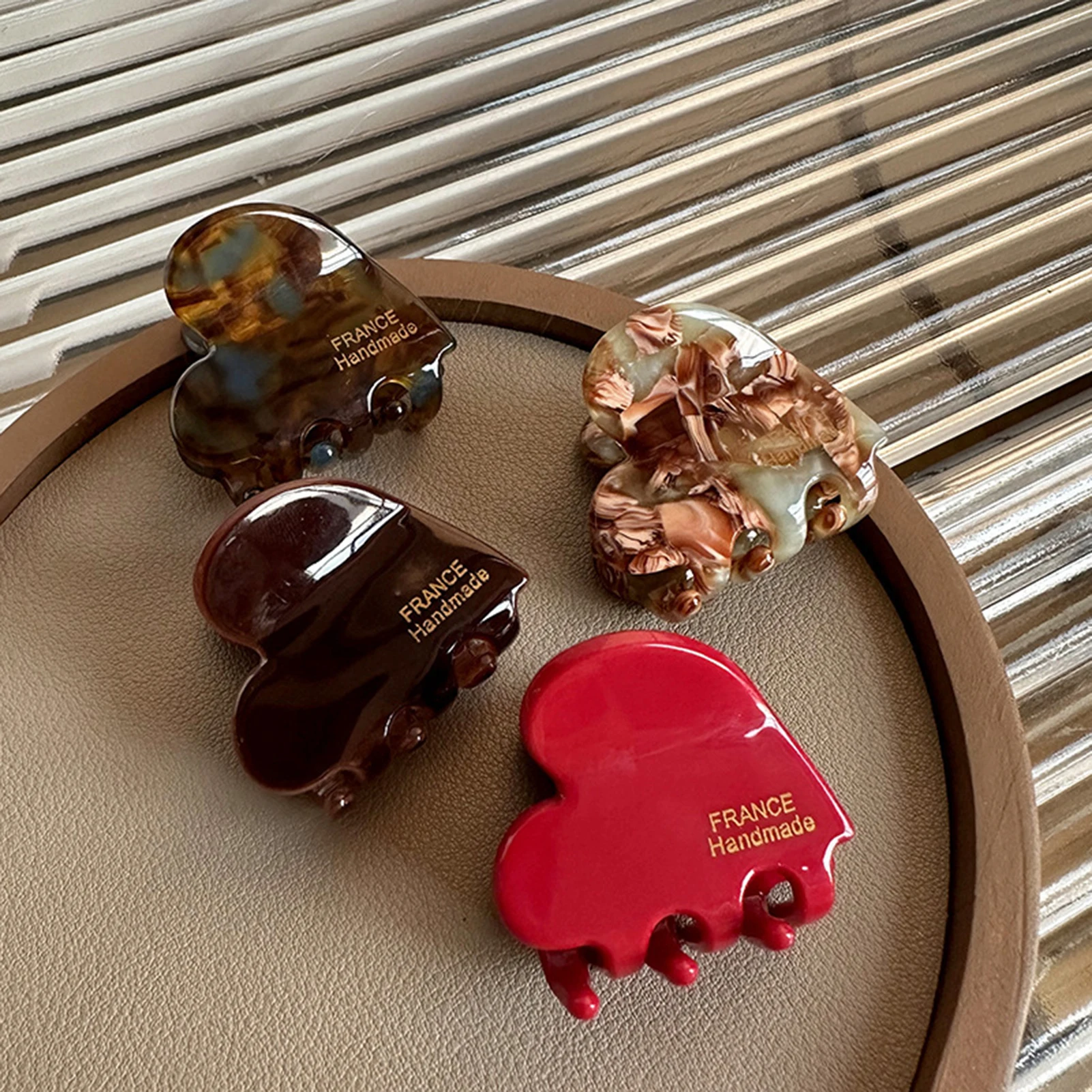 Small Hair Claw Acetate Hair Crabs For Girls Cute Heart Shaped Hair Clips Children Women Causal Hairpin Hair Accessories