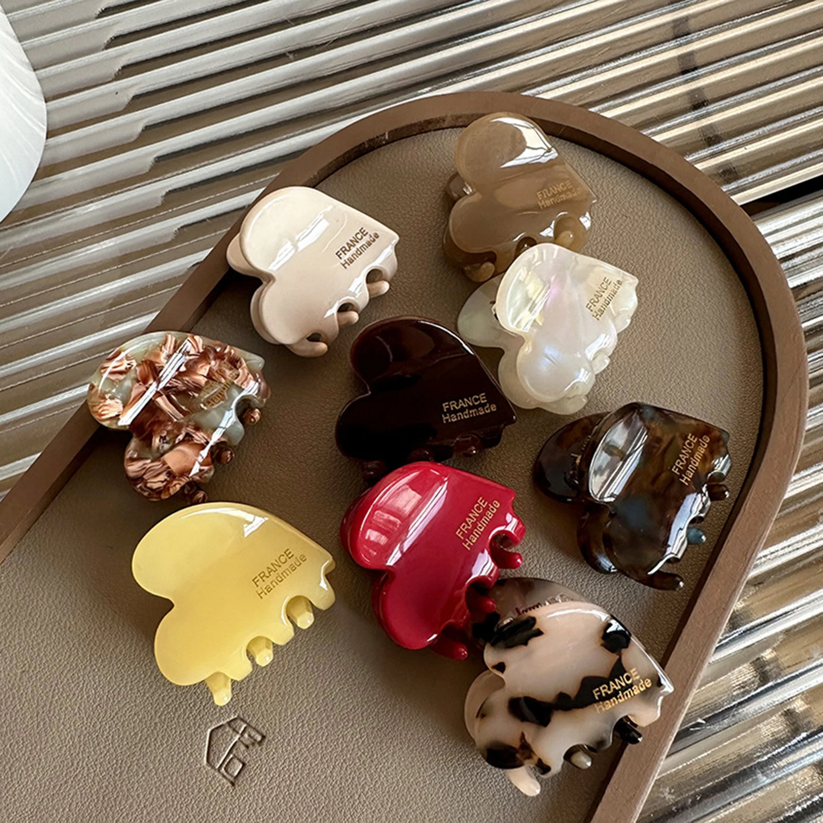 Small Hair Claw Acetate Hair Crabs For Girls Cute Heart Shaped Hair Clips Children Women Causal Hairpin Hair Accessories