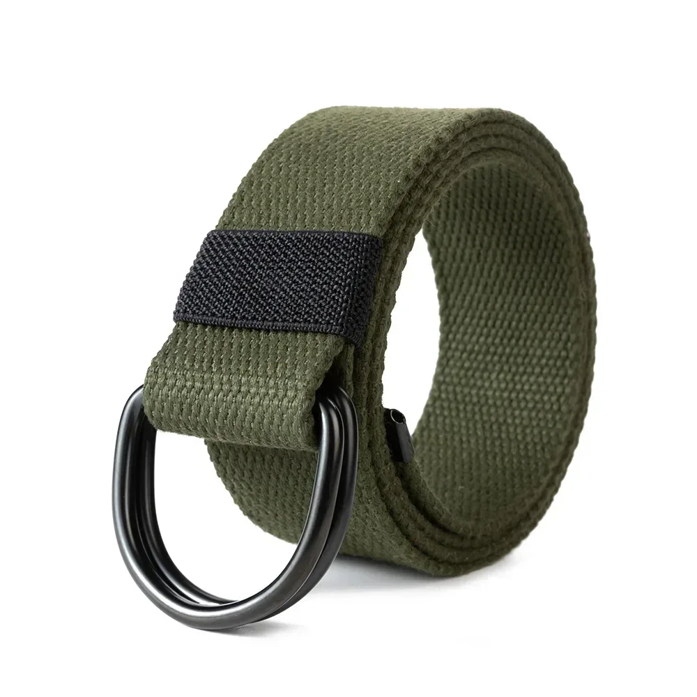 Tactical Canvas Men Belt High Quality Unisex Double D-Ring Buckle Waistband Casual Canvas Female Belt Fabric For Jeans