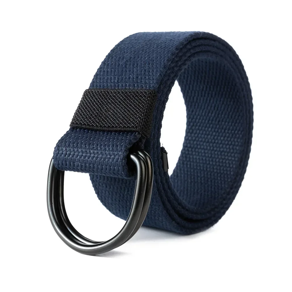 Tactical Canvas Men Belt High Quality Unisex Double D-Ring Buckle Waistband Casual Canvas Female Belt Fabric For Jeans