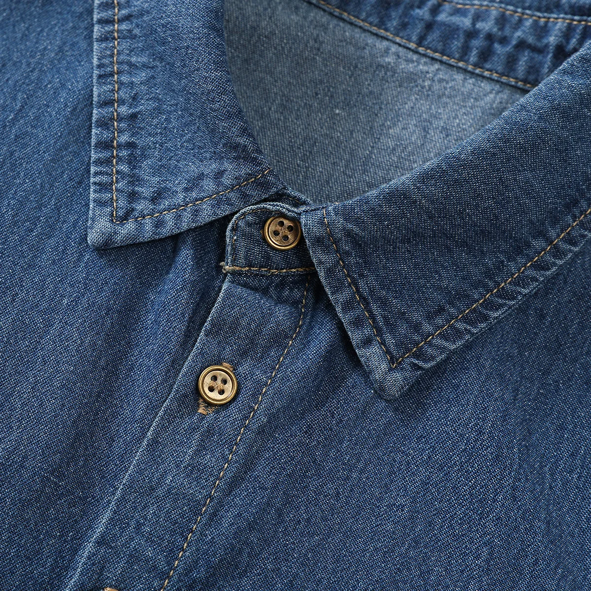 Women's Blue Washed Denim Pointed Collar Fake Collar, Professional Casual Versatile Decoration Half Shirt Style Collar
