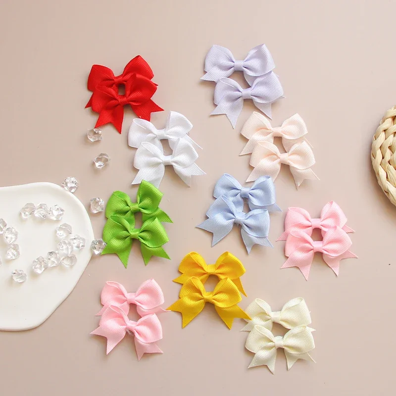 10pcs/lot Candy Colored Ribbons Cute Bow Hair Clips Girls' Favorite Hair Clips Children's Hair Accessories