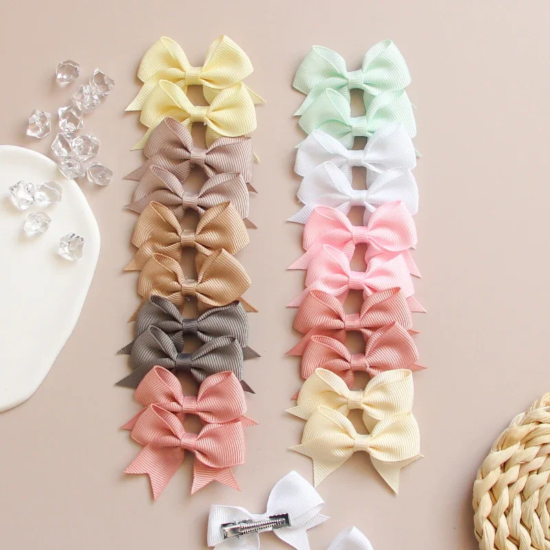 10pcs/lot Candy Colored Ribbons Cute Bow Hair Clips Girls' Favorite Hair Clips Children's Hair Accessories