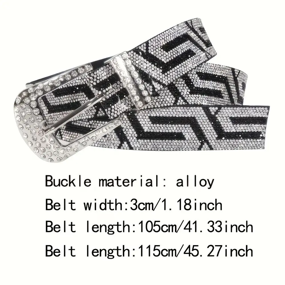 New Women's Fashionable Rhinestone Studded Belt Luxury Shiny Rivet Men's Belt, Street Hip-Hop Punk Rock Style Designer Y2k Belts