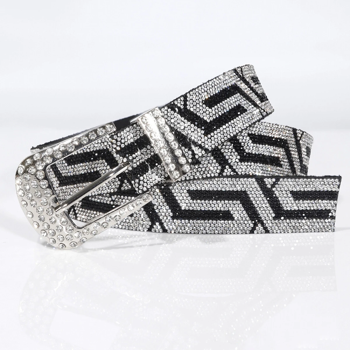 New Women's Fashionable Rhinestone Studded Belt Luxury Shiny Rivet Men's Belt, Street Hip-Hop Punk Rock Style Designer Y2k Belts
