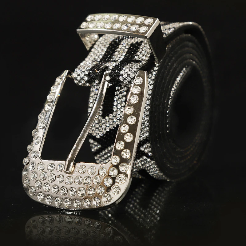 New Women's Fashionable Rhinestone Studded Belt Luxury Shiny Rivet Men's Belt, Street Hip-Hop Punk Rock Style Designer Y2k Belts