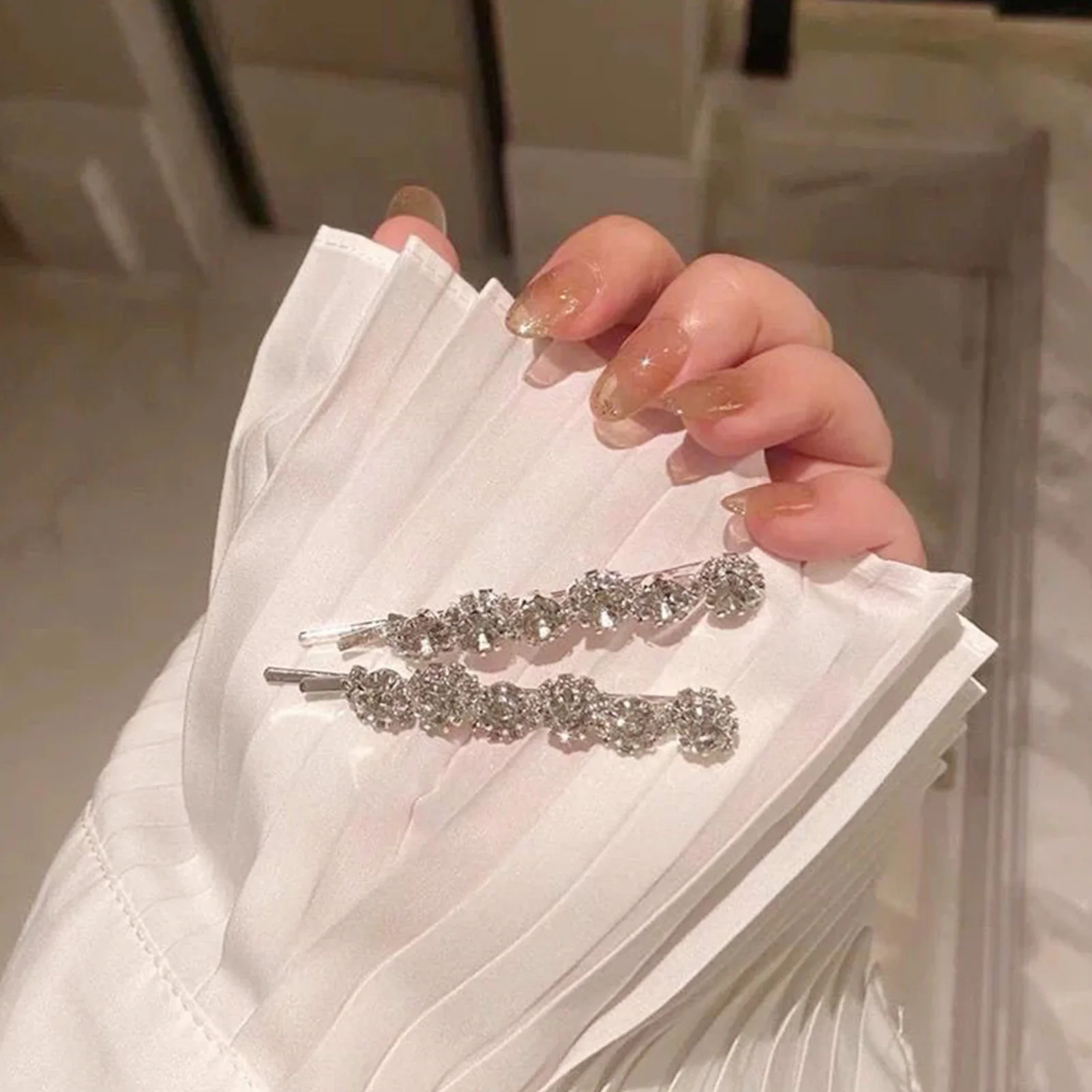 Shiny Rhinestone Barrettes Luxury Fashion Hair Clips For Women Silver Color Hairpins Girls Hairgrips Hair Jewelry Accessories