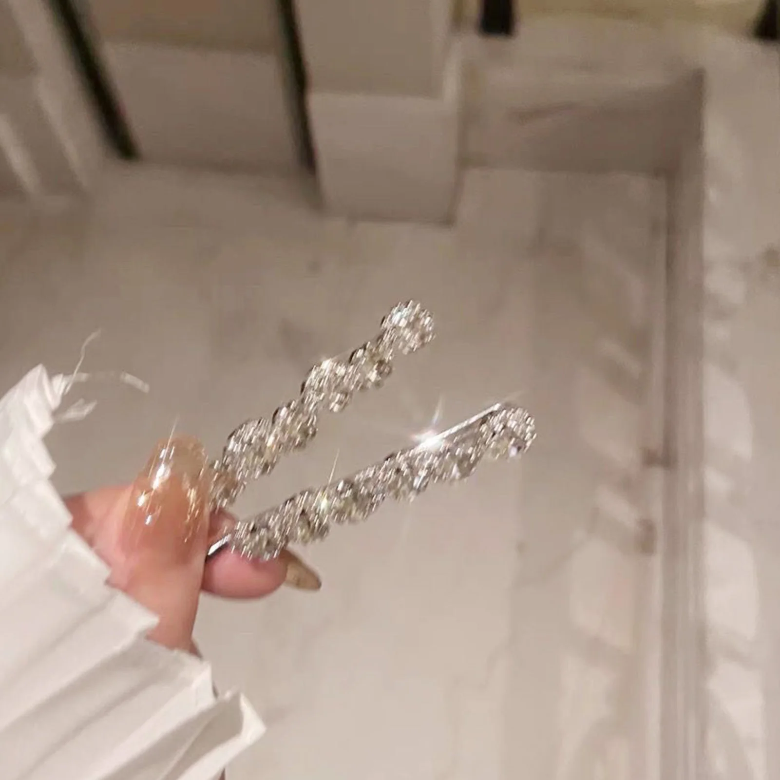 Shiny Rhinestone Barrettes Luxury Fashion Hair Clips For Women Silver Color Hairpins Girls Hairgrips Hair Jewelry Accessories