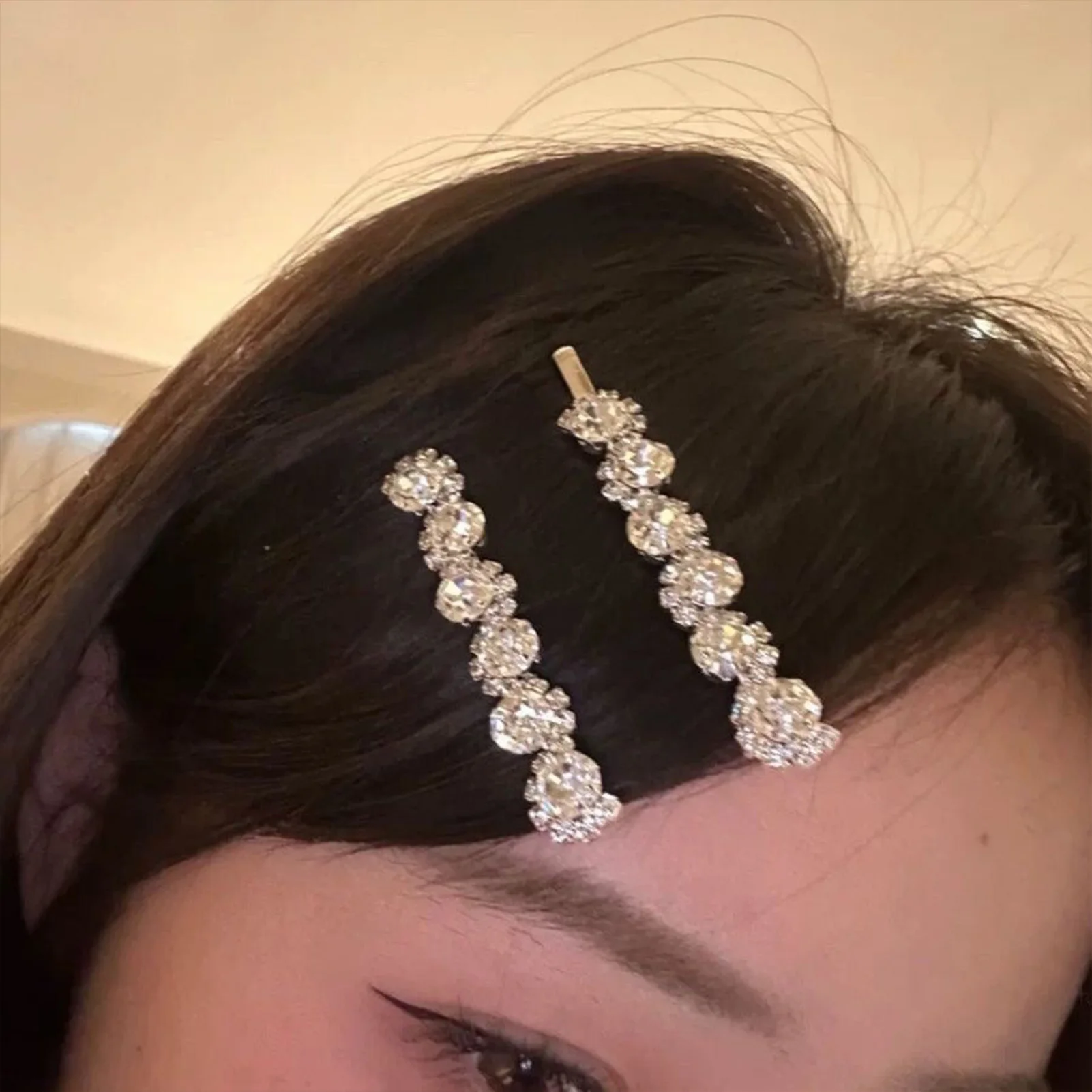 Shiny Rhinestone Barrettes Luxury Fashion Hair Clips For Women Silver Color Hairpins Girls Hairgrips Hair Jewelry Accessories
