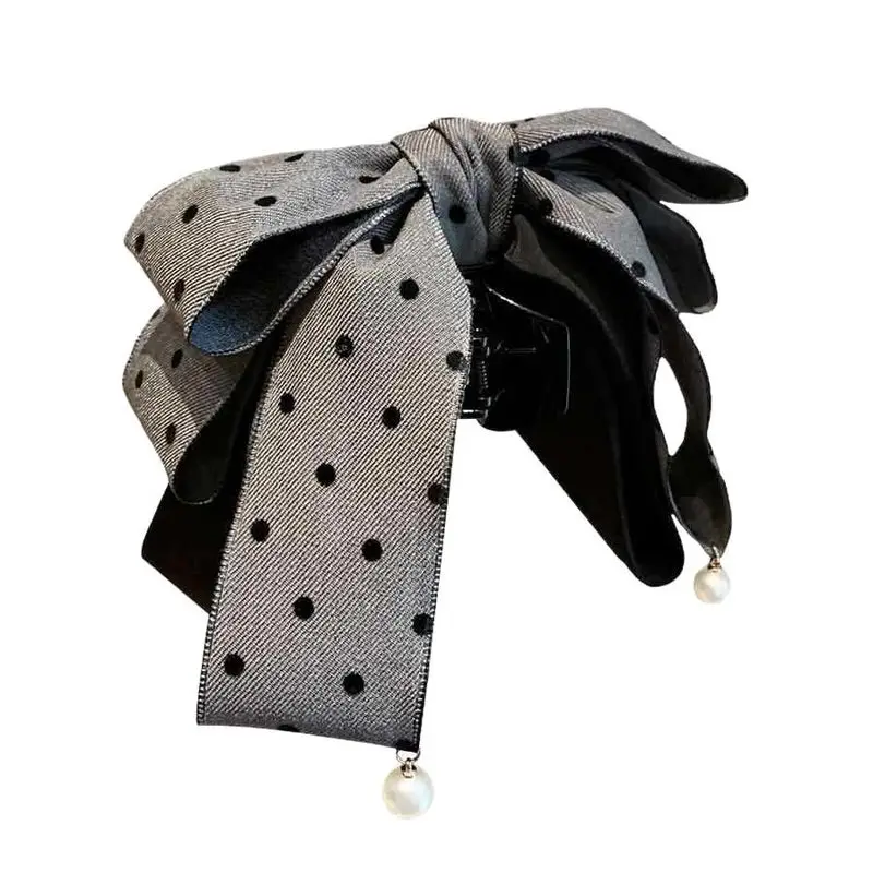 1pc Sweet bow, hair clip, half tied hair clip, exquisite clip, Korean East Gate temperament, polka dot, ponytail clip, female