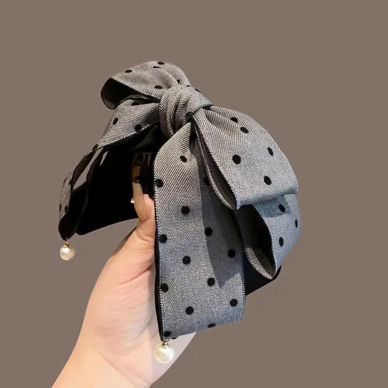 1pc Sweet bow, hair clip, half tied hair clip, exquisite clip, Korean East Gate temperament, polka dot, ponytail clip, female