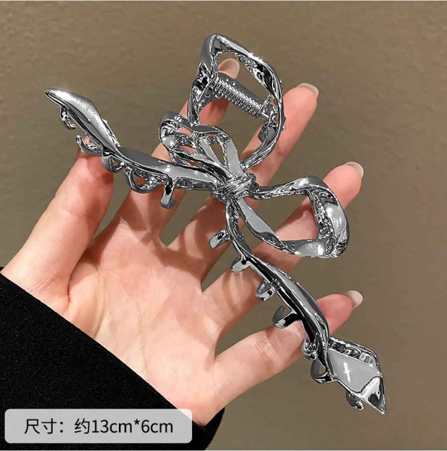 New Women Elegant Geometric Bow Hair Claws Vintage Simple Hair Clip Grab Large Metal Hairpins Barrettes Fashion Hair Accessories