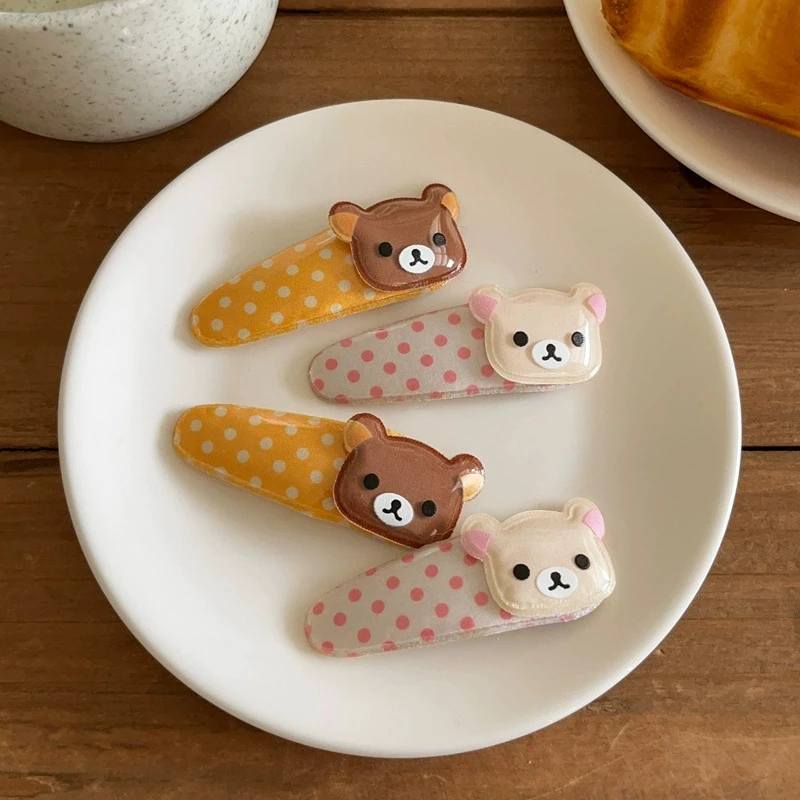 Cute Rilakkuma Wave Point BB Hair Clip Cartoon Angel Winged Little Bear Bangs Side Clip Kawaii Girl Hairpins Accessories Gift