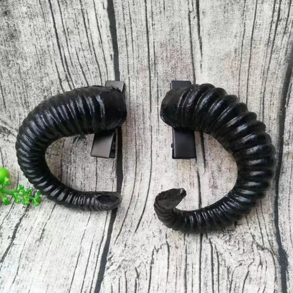 1 Pair Dark Lolita Headband Ram Horns Shape Hair Accessories Devil Horn Headband Photography Prop Black Gothic Style